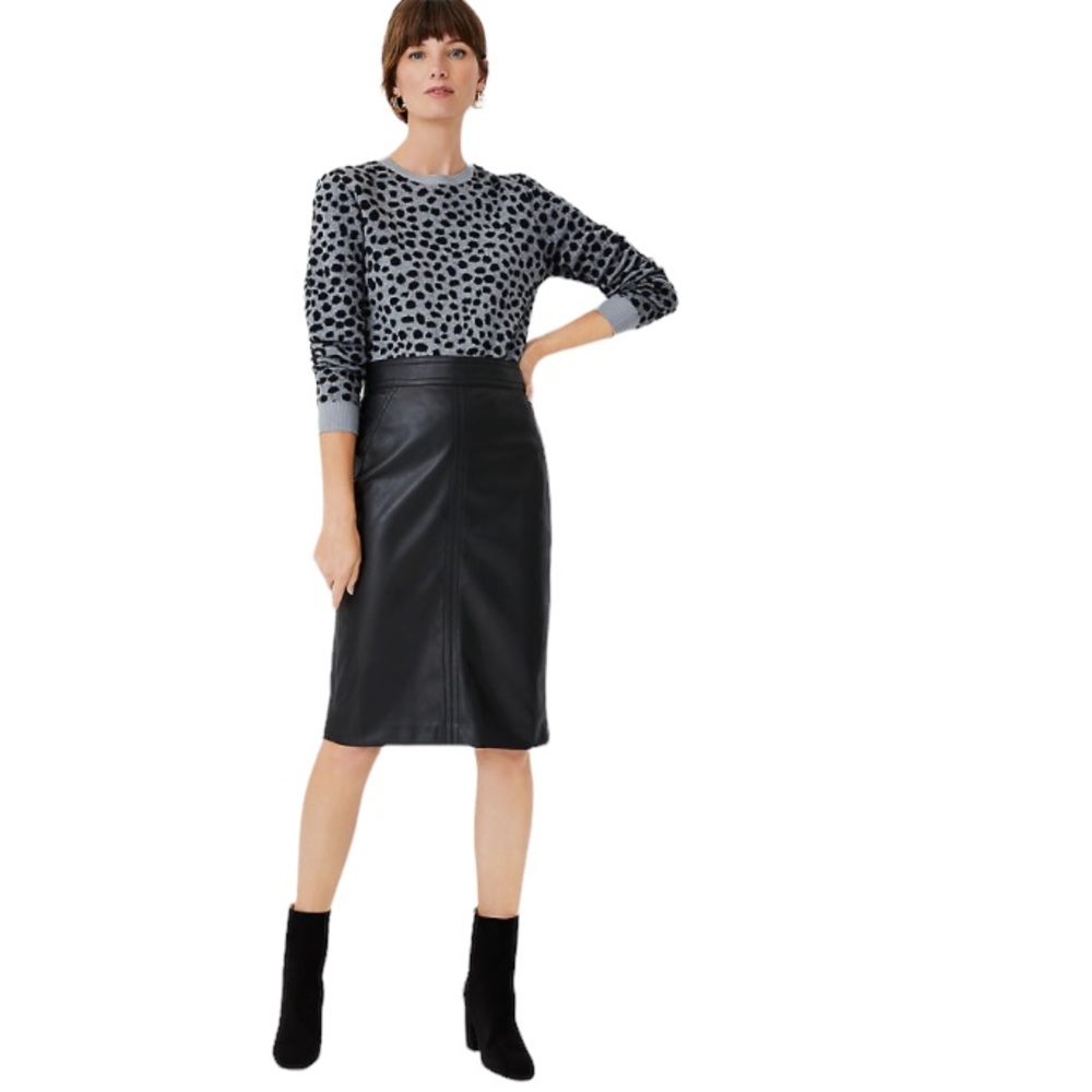 Old Navy Black 100% Leather Pencil Skirt Sz 2